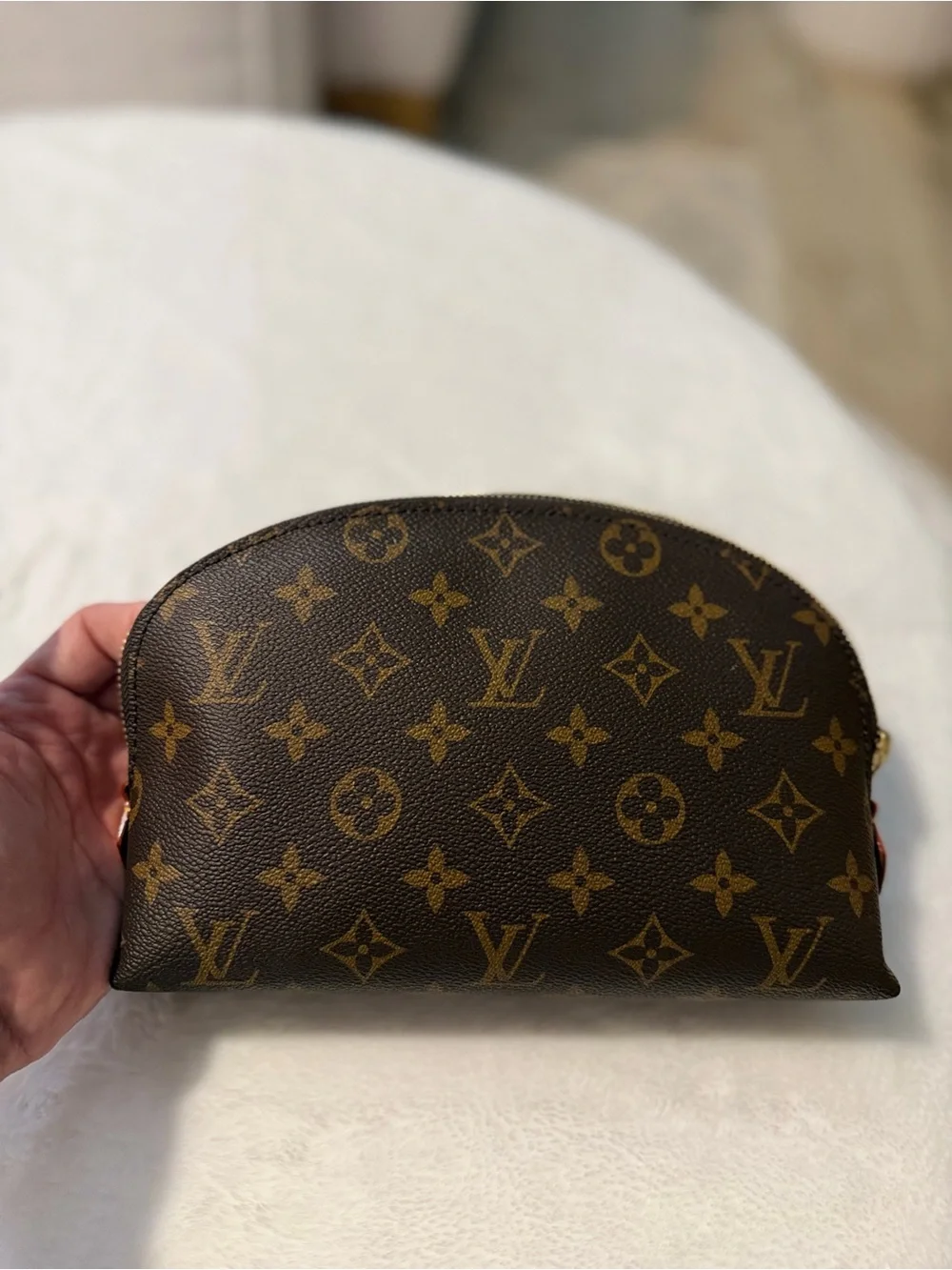 Louis Vuitton Brown Monogram Pouch with Gold-Tone Zipper